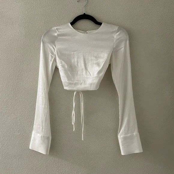 ZARA White Satin Backless Blouse - Picture 2 of 6